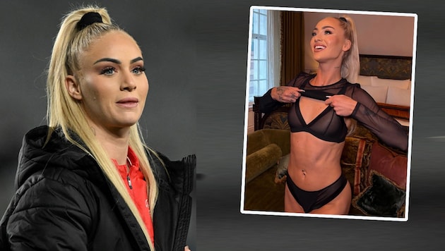 Alisha Lehmann zeigt sich auf Instagram in Dessous. (Bild: Krone KREATIV/AFP, instagram, krone.at-Grafik)