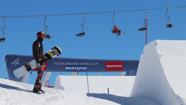 Alessandro Hämmerle ging gestern erstmals auf Tuchfühlung mit der Weltcupstrecke in der Silvretta Montafon. (Bild: Peter Weihs/Kronenzeitung)