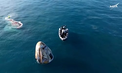 Die private Raumfahrtfirma SpaceX von Tech-Milliardär Elon Musk stellt die „Dragon“-Kapsel, mit ...