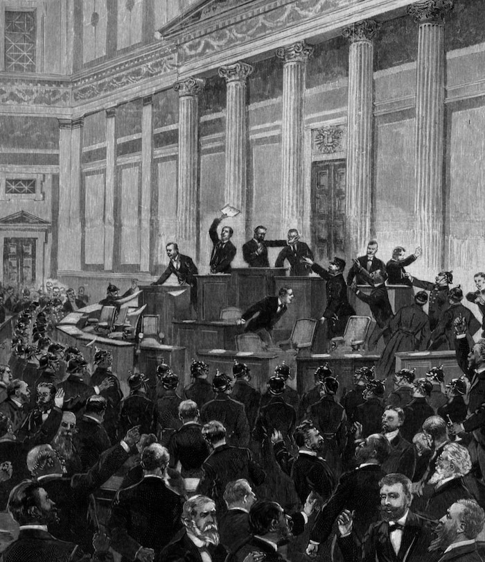 Parlamentsarbeit endete meist mit einer Massenschlägerei.