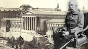 Kaiser Franz Joseph (1830-1916) und das Parlamentsgebäude auf der Wiener Ringstraße