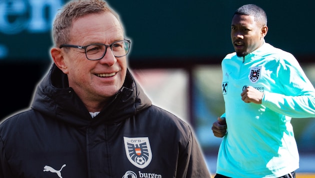 ÖFB-Teamchef Ralf Rangnick freut sich, dass Kapitän David Alaba wieder fit ist. (Bild: GEPA)