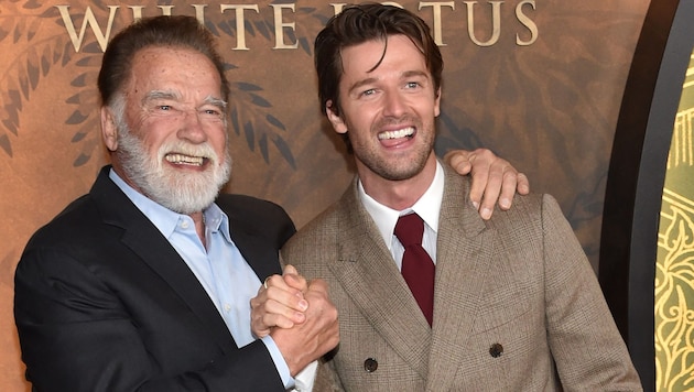 Arnold Schwarzenegger mit Sohn Patrick – Zweiterer hatte in der dritten „White Lotus“-Staffel ...