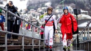 Einer holt sich die große Gesamtweltcup-Kugel! Jan Hörl (li.) und Daniel Tschofenig. (Bild: GEPA)