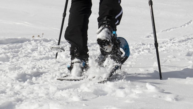 Bei einer Schneeschuhwanderung auf der Mauthner Alm stürzte eine Urlauberin im steilen Gelände etwa 100 Meter talwärts (Symbolbild). (Bild: APA/ERWIN SCHERIAU, Krone KREATIV)