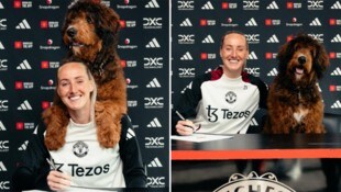 Turner mit Hund „Pongo“ bei der Vertragsverlängerung. 