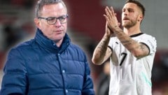 Teamchef Ralf Rangnick und Marko Arnautovic (Bild: Krone KREATIV/GEPA pictures)