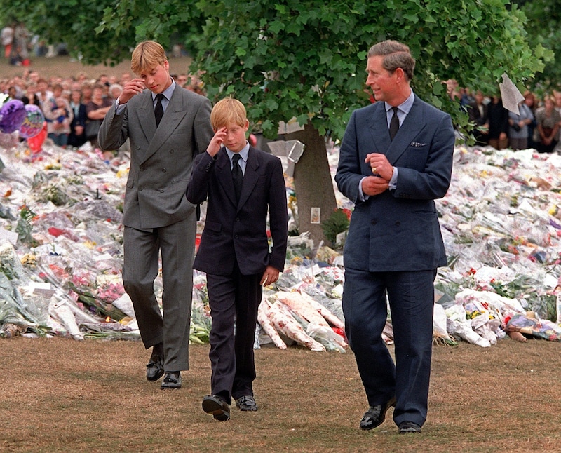Prinz William, Prinz Harry und Prinz Charles mischten sich unter die Menge der Trauernden. (Bild: DAVID BRAUCHLI / AP / picturedesk.com)
