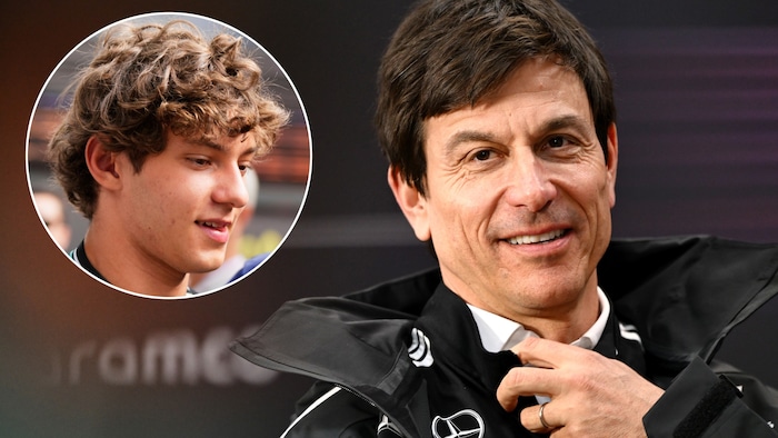 Mercedes-Teamchef Toto Wolff (re.) freut sich über die Entwicklung von Kimi Antonelli,