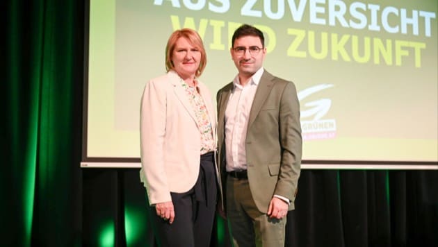 Helga Krismer und Hikmet Arslan bleiben an der Parteispitze der NÖ-Grünen. (Bild: Die Grünen NÖ)