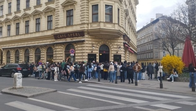 Unzählige Fans versammelten sich heute vor dem Cafe Sperl in 1060 Wien, um auf den Latin-Grammy-Nominierten Feid zu warten.  (Bild: zVg)