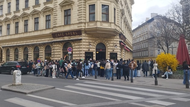 Unzählige Fans versammelten sich heute vor dem Cafe Sperl in 1060 Wien, um auf den Latin-Grammy-Nominierten Feid zu warten.  (Bild: zVg)