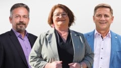 Sie brauchen Koalitionspartner: Thomas Schönauer (ÖVP, Bad Aussee), Doris Dirnberger (SPÖ, Gratwein-Straßenengel) und Kurt Wallner (SPÖ, Leoben) (Bild: Krone KREATIV/Christian Jauschowetz, STVP/Benjamn Gasser)