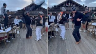 Welche Fußball-Legende schwingt hier beim Après-Ski die Hüften?
