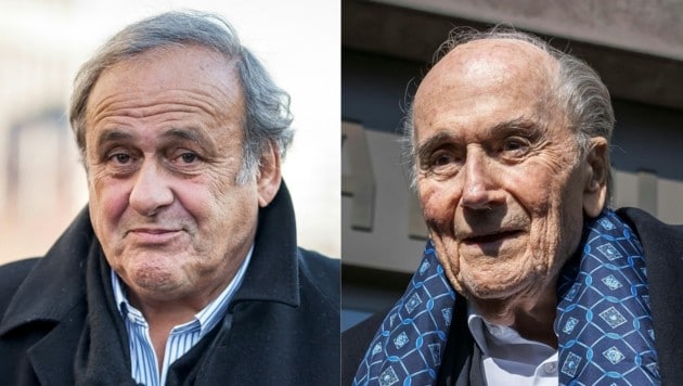 Freisprüche für Michel Platini (links) und Sepp Blatter (Bild: AFP/APA/Fabrice COFFRINI)