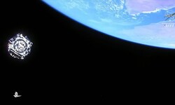 Das Teleskop kreist mit einer Geschwindigkeit von 202 Metern pro Sekunde (727 km/h) in einem ...