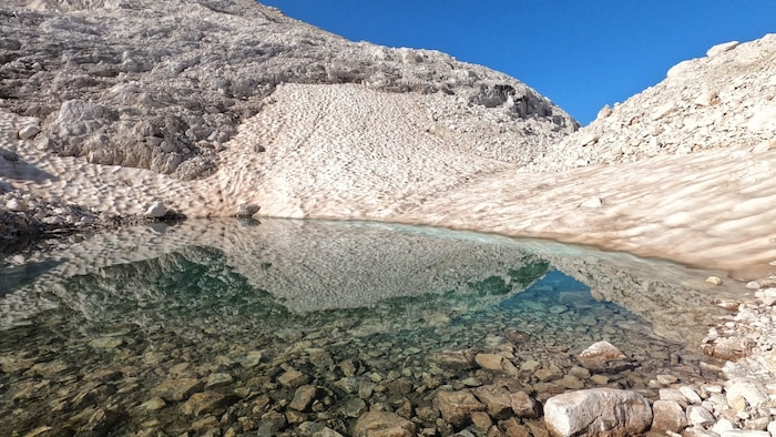Der Fradusta-Gletscher mit dem dazugehörigen See ist unter Wanderern beliebt.