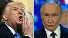 Trump bemüht sich derzeit, Putin zu einer Waffenruhe zu bewegen. (Bild: AFP/BRENDAN SMIALOWSKI, OLGA MALTSEVA)