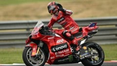 Francesco Bagnaia durfte über seinen Sieg in Austin jubeln. (Bild: AFP/APA/Luis ROBAYO)