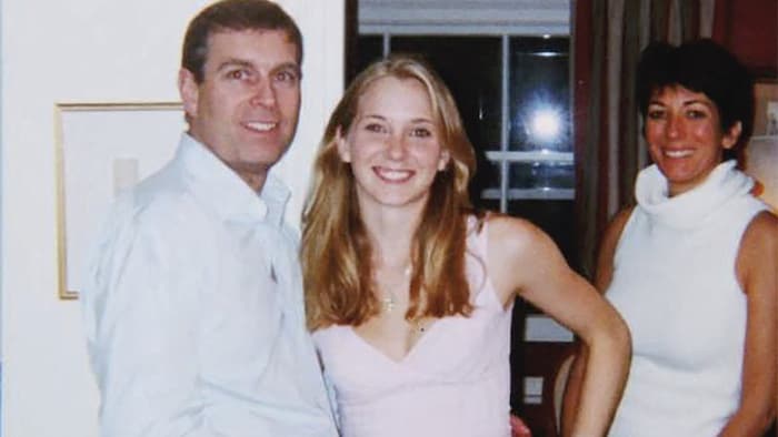 Prinz Andrew mit der blutjungen Virginia Giuffre und Jeffrey Epsteins Vertrauter Ghislaine ...