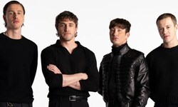 V. l.: Harris Dickinson spielt John Lennon, Paul Mescal Paul McCartney, Barry Keoghan Ringo ...