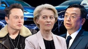 EU-Kommissionspräsidentin Ursula von der Leyen im Würgegriff von Tesla-Chef Elon Musk und ...