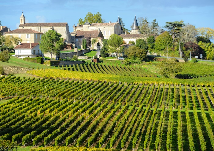 Das Weinbaugebiet Bordeaux, ist das größte zusammenhängende Anbaugebiet der Welt für ...