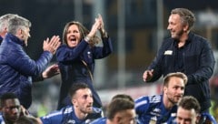 Brigitte Annerls Freude über den Einzug von Hartberg in das Cupfinale ist riesig.  Nach dem Ligasieg gegen Rapid (Bild oben) gelang gegen die Austria die nächste Überraschung des kleinen steirischen Klubs. (Bild: GEPA)