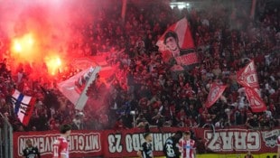 Die GAK-Fans beim Derby gegen Sturm – für 21 Anhänger gab es nun Freisprüche vor Gericht. 