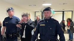 Zu Beginn des kurzen Prozesses wird der 30-jährige Wiener noch in Handschellen vorgeführt.