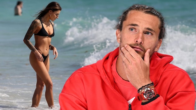 Seit 2021 ein Paar: Sophia Thomalla und Alexander Zverev (re.)
