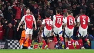 Arsenals Declan Rice glänzte mit zwei Freistoßtoren. (Bild: AP/Associated Press/Frank Augstein)