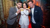 Dancing Star Eva Glawischnig mit Tanzpartner Dimitar Stefanin (links) und Ehemann Volker ...
