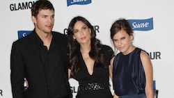 Tallulah Willis mit Mama Demi Moore und mittlerweile Ex-Stiefvater Ashton Kutcher auf einer ...