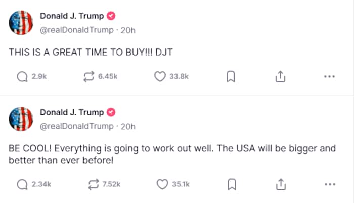 Trumps Botschaften wenige Stunden vor seiner Notbremse