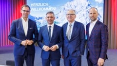 Sind sich weitgehend einig: Landeshauptmann Markus Wallner, Wirtschaftsminister Wolfgang Hattmannsdorfer, Illwerke-Vorstand Christof Germann und Wirtschaftslandesrat Marco Tittler. (Bild: Bernd Hofmeister)