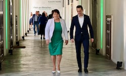 Manuela Khom und Klubobmann Lukas Schnitzer im Stift St. Lambrecht