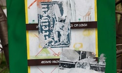 Abgekratzte Aufkleber mit NS-Propaganda auf einer Hundesackerl-Box in Lend.