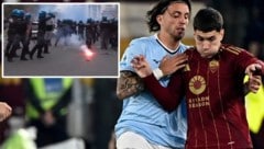 Schlimme Szenen rund um das Römer Derby. (Bild: Krone KREATIV/ap, x)