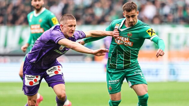 Die Austria um Ranftl (li.) tat sich gegen Rapid schwer.