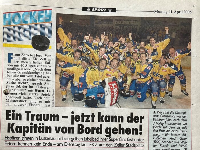 Das berichtete die „Salzburg Krone“ vom Meistertitel auf Lustenauer Eis 2005.