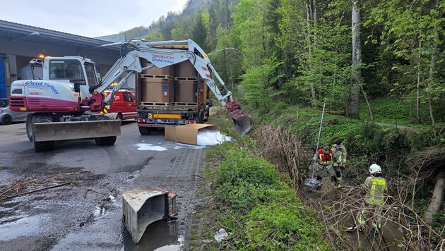Die Unfallstelle.  (Bild: Feuerwehr Hohenems)