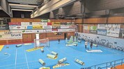 Die Brucker Halle wird für das Cup-Final-Four herausgeputzt.