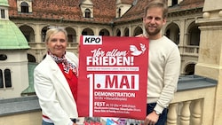 Frieden als Schwerpunktthema zum 1. Mai: KPÖ-Klubobfrau Claudia Klimt-Weithaler und Landtagsabgeordneter Alexander Melinz. (Bild: KPÖ)