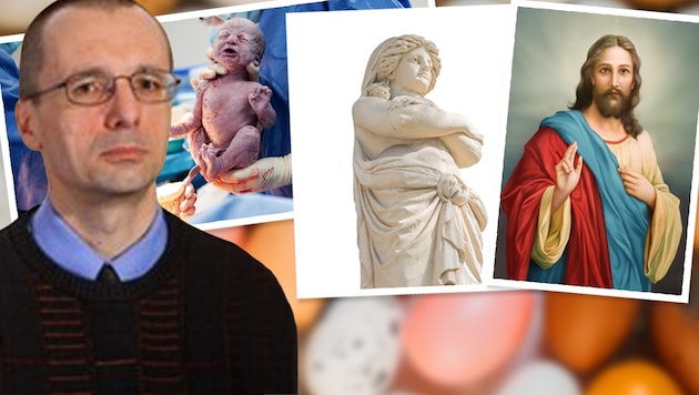 Symbolträchtig: Das Ei steht für Fruchtbarkeit, Auferstehung, Erschaffung der Welt, weiß Christian Gastgeber. Zeus Tochter Helena wurde aus einem Ei geboren, so heißt es, und im Spätmittelalter Christus mit dem Ei vergleichen. (Bild: Krone KREATIV/stock.adobe.com/oeaw.ac.at)