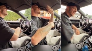 Bei Marko Arnautovic wird das Auto zur Disco. (Bild: Instagram/hakancalhanoglu)
