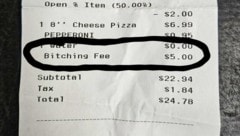Dem Gast wurde eine „Motz-Gebühr“ („Bitching Fee“) verrechnet. (Bild: zVg)