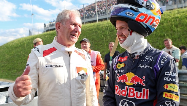 Tritt Sebastian Vettel (r.) in Helmut Markos (l.) Fußstapfen? (Bild: GEPA)