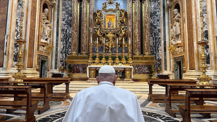Zum letzten Gebet in seiner Lieblingskirche Santa Maria Maggiore. 