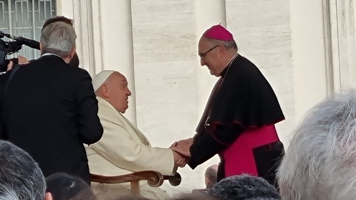Wilhelm Krautwaschl mit dem mittlerweile verstorbenen Papst.